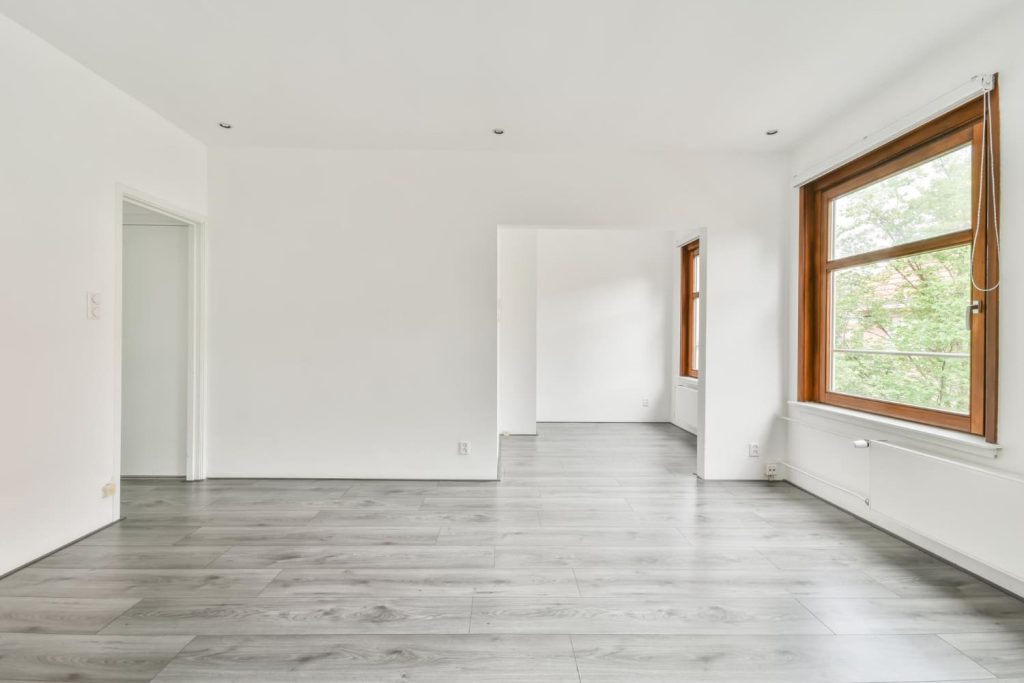 Wood-look laminate flooring in a living room